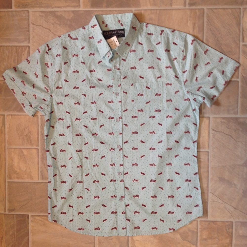STRAIGHT FADED MENS SS BD MOTORCYCLE ICON SHIRT